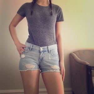 Light Wash Distressed Shorts